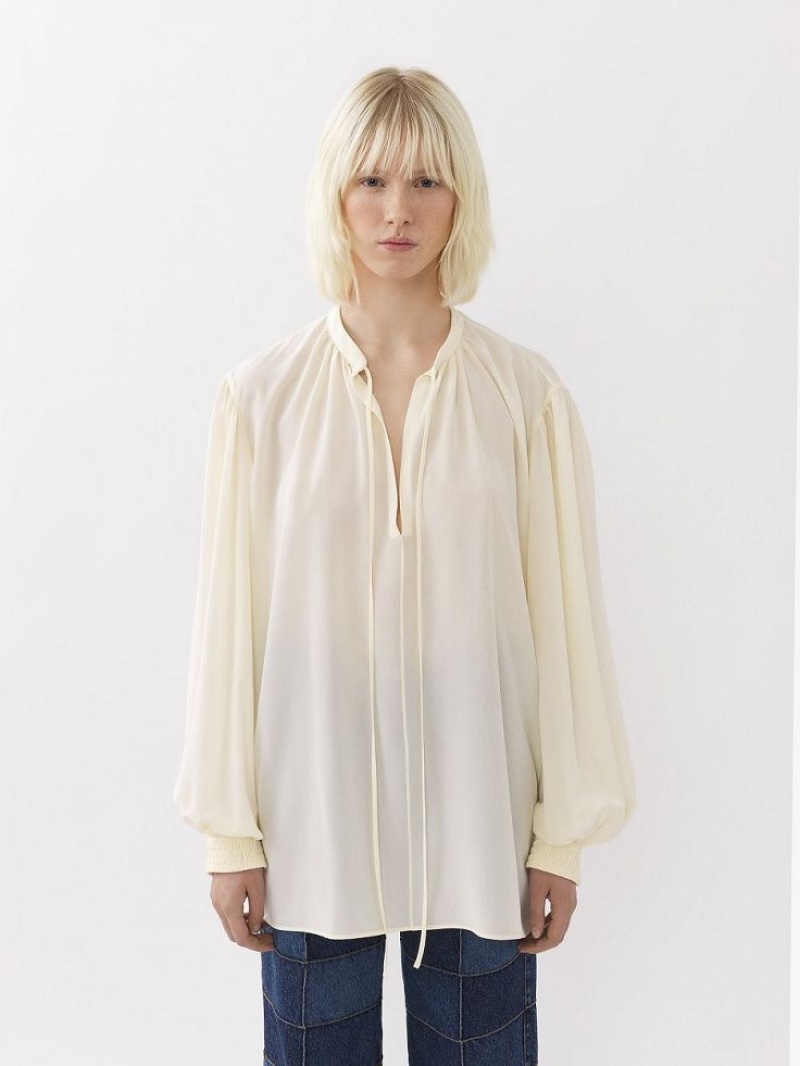 Chloe Flowy Blouses Buttercream | CHE-SR13902