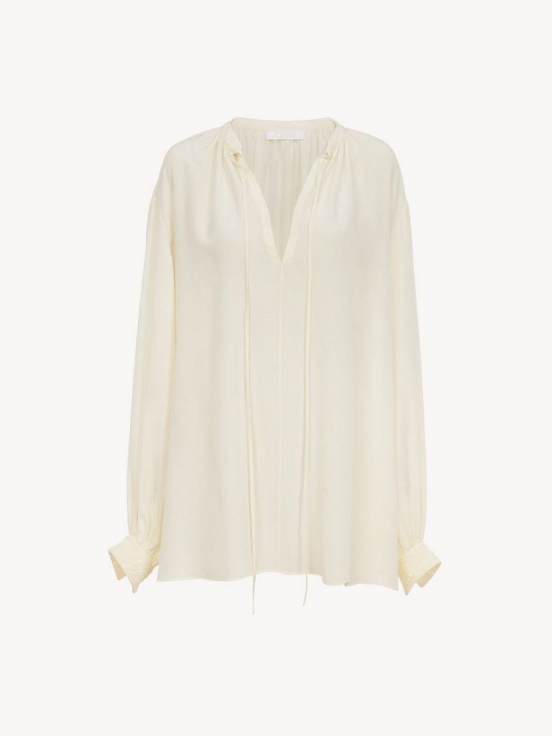 Chloe Flowy Blouses Buttercream | CHE-SR13902