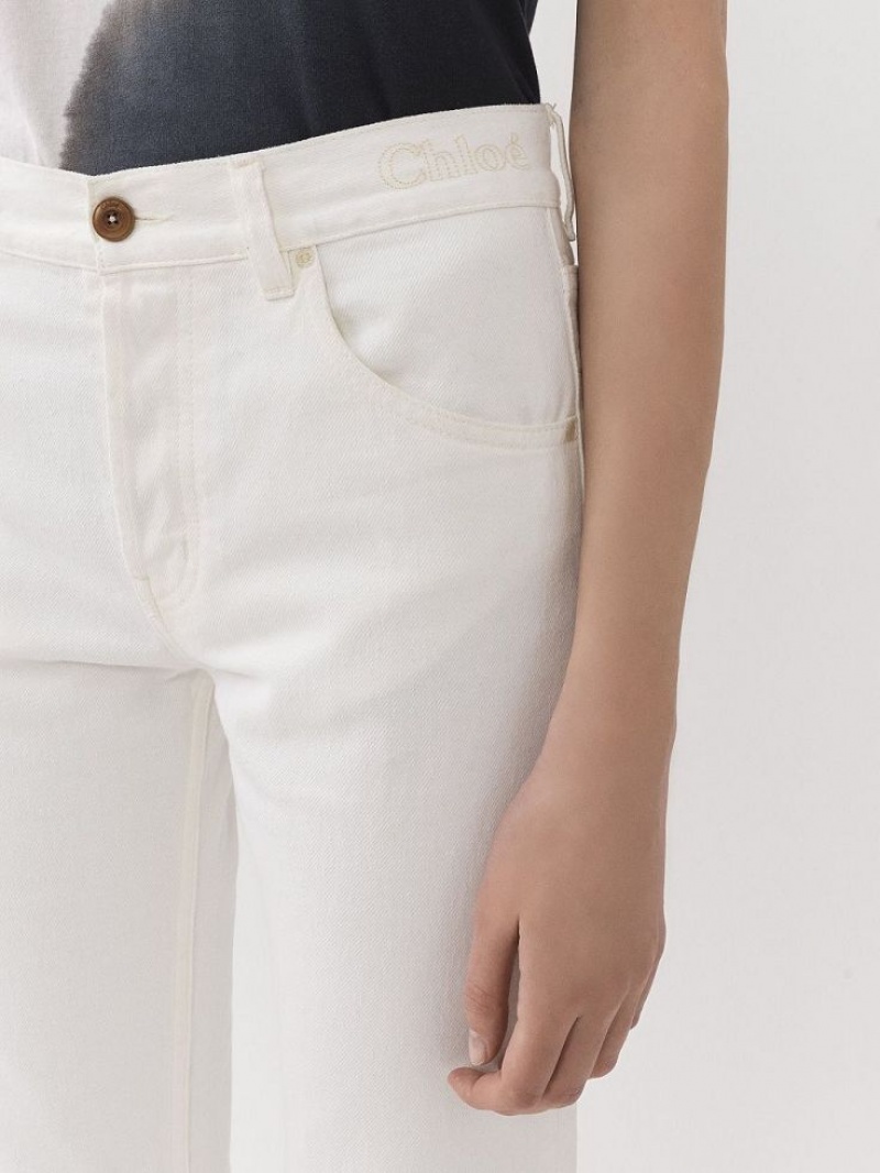 Chloe Fuego Cropped Bootcut Jeans White | CHE-SR13997