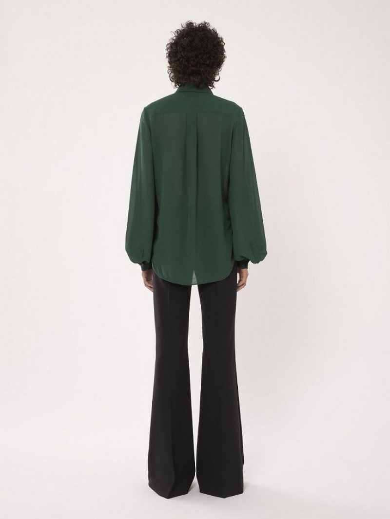 Chloe Gathered-sleeve Blouses DARK PINE | CHE-SR13913