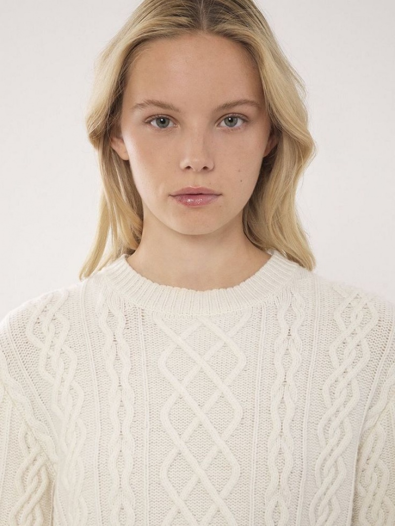 Chloe Generous Cable-knit Knitwear Iconic Milk | CHE-SR13956