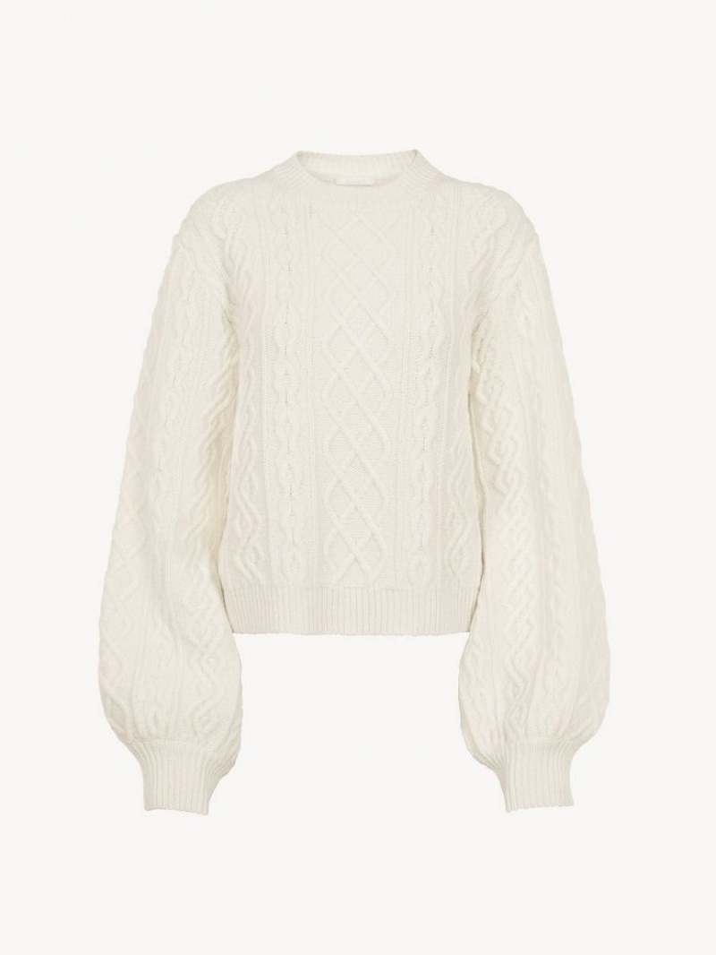 Chloe Generous Cable-knit Knitwear Iconic Milk | CHE-SR13956