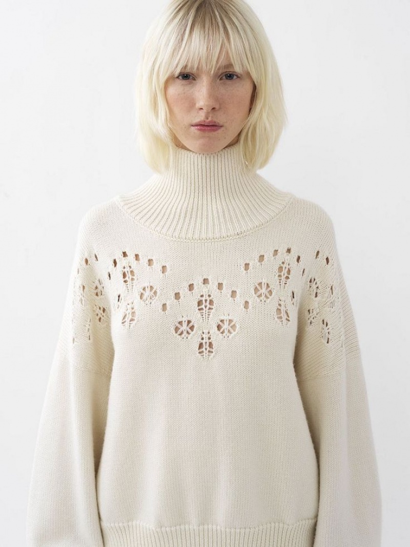 Chloe Generous High-neck Knitwear Iconic Milk | CHE-SR13943