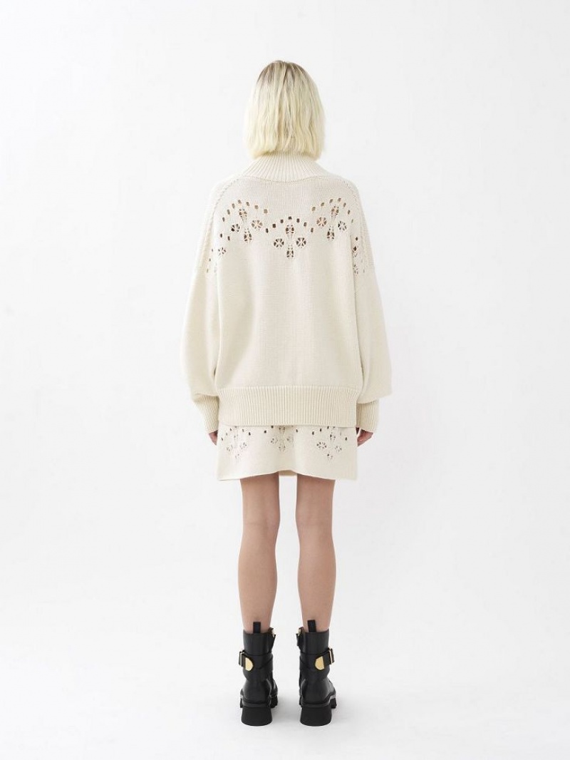 Chloe Generous High-neck Knitwear Iconic Milk | CHE-SR13943