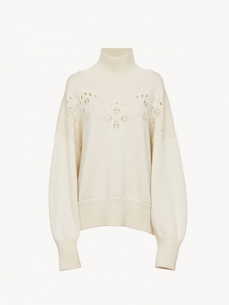 Chloe Generous High-neck Knitwear Iconic Milk | CHE-SR13943