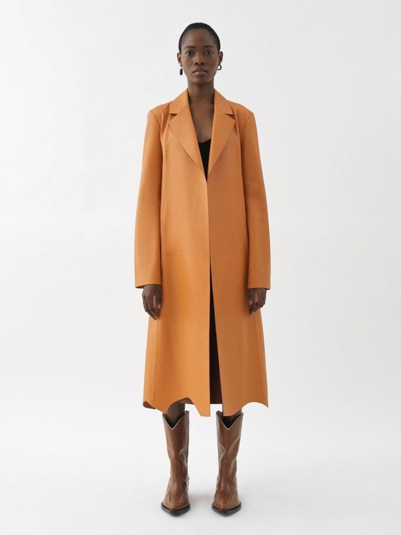 Chloe Generous Wrap Coat Leather SUNSET ORANGE | CHE-SR14100