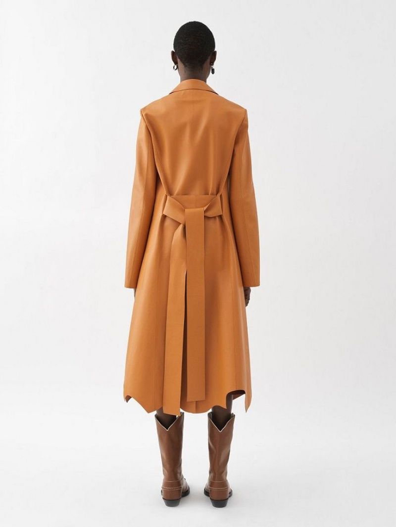 Chloe Generous Wrap Coat Leather SUNSET ORANGE | CHE-SR14100