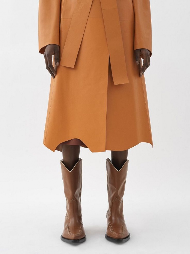 Chloe Generous Wrap Coat Leather SUNSET ORANGE | CHE-SR14100