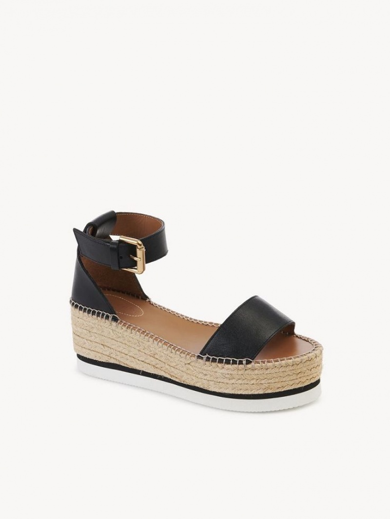 Chloe Glyn Espadrille Sandals Black | CHE-SR14836