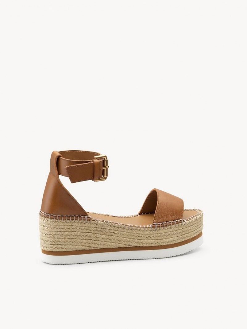 Chloe Glyn Espadrille Sandals Cuoio | CHE-SR14806