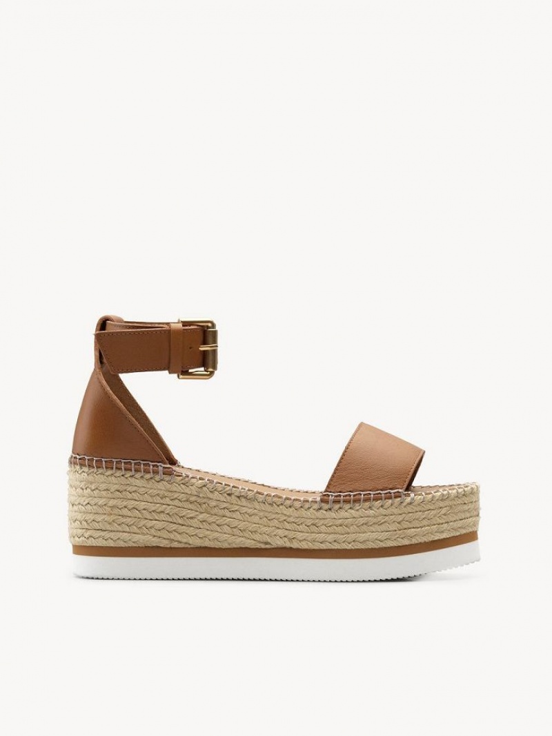 Chloe Glyn Espadrille Sandals Cuoio | CHE-SR14806