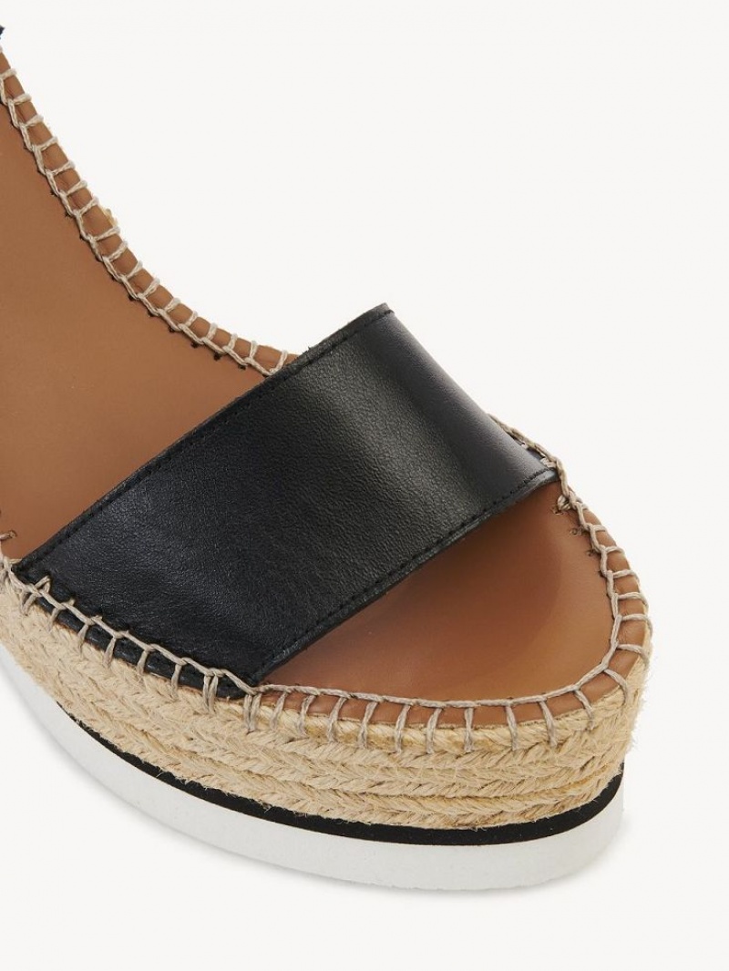 Chloe Glyn Espadrille Wedge Black | CHE-SR14839