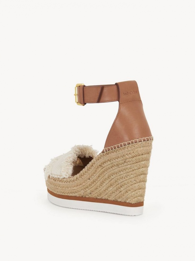 Chloe Glyn Fringed Espadrille Wedge Latte | CHE-SR14804