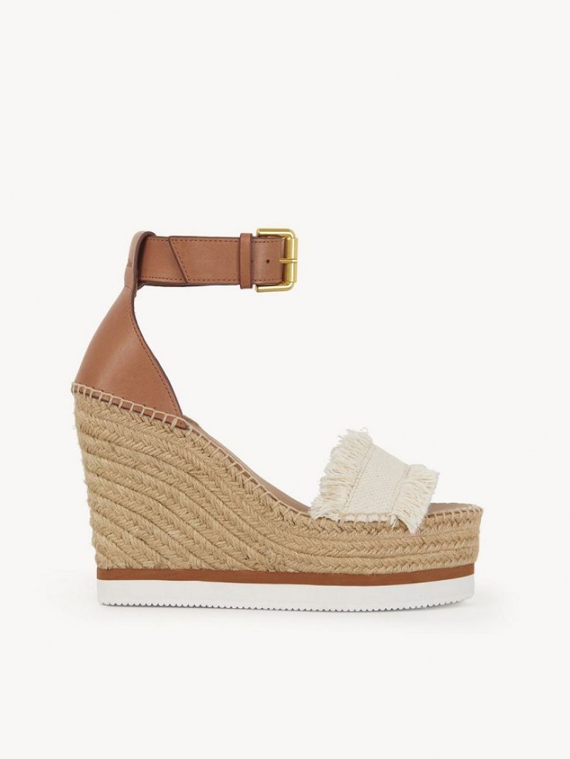 Chloe Glyn Fringed Espadrille Wedge Latte | CHE-SR14804