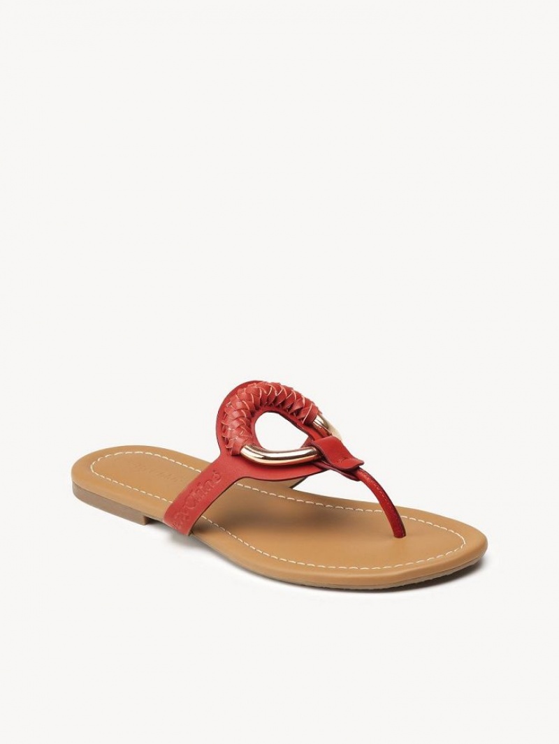 Chloe Hana Flip-flop Flats RED 301 | CHE-SR14817