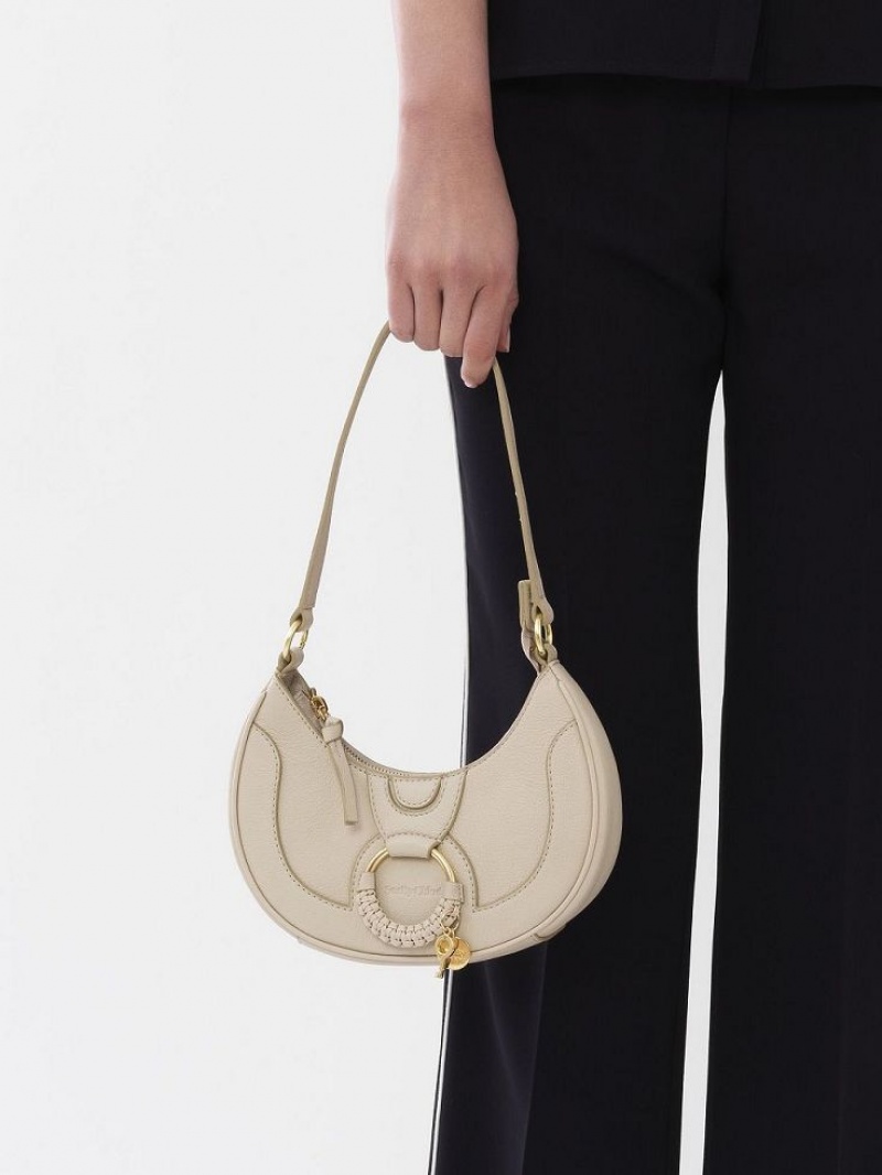 Chloe Hana Half Moon Mini Bags Cement Beige | CHE-SR14765