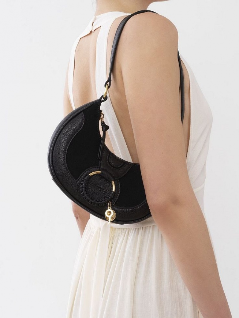 Chloe Hana Half Moon Shoulder Bags Black | CHE-SR14623