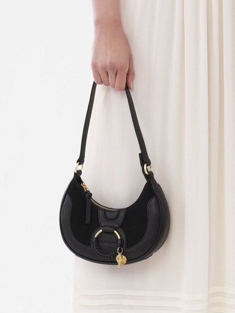 Chloe Hana Half Moon Shoulder Bags Black | CHE-SR14623