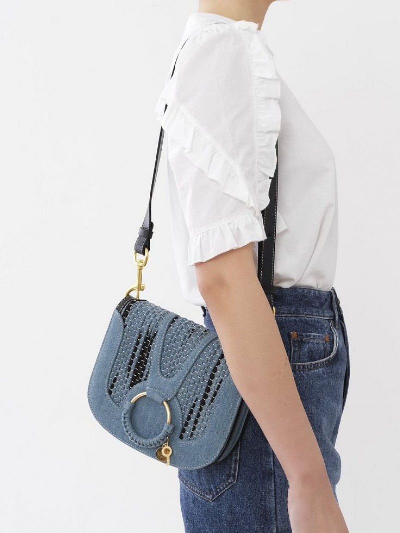 Chloe Hana Shoulder Bags Denim | CHE-SR14641