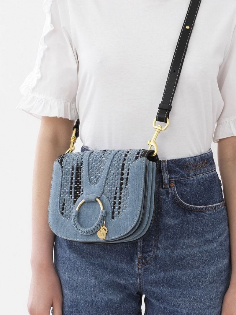 Chloe Hana Shoulder Bags Denim | CHE-SR14641