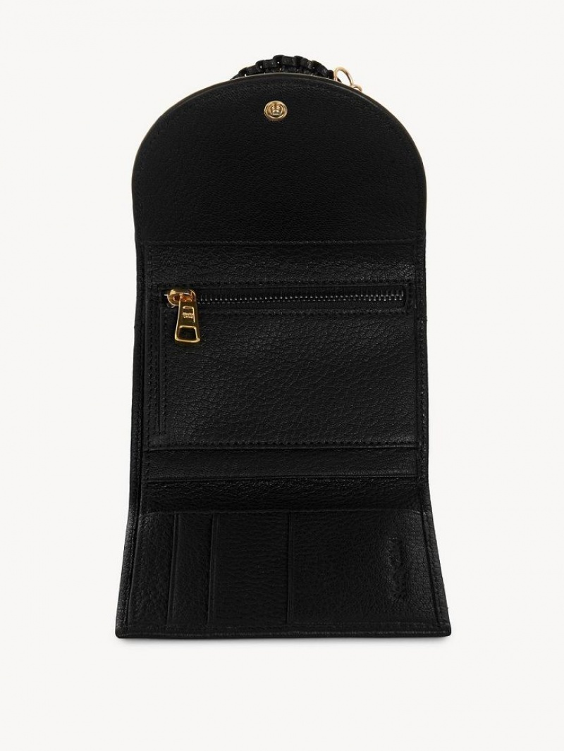 Chloe Hana Trifold Compact Wallets Black | CHE-SR14900