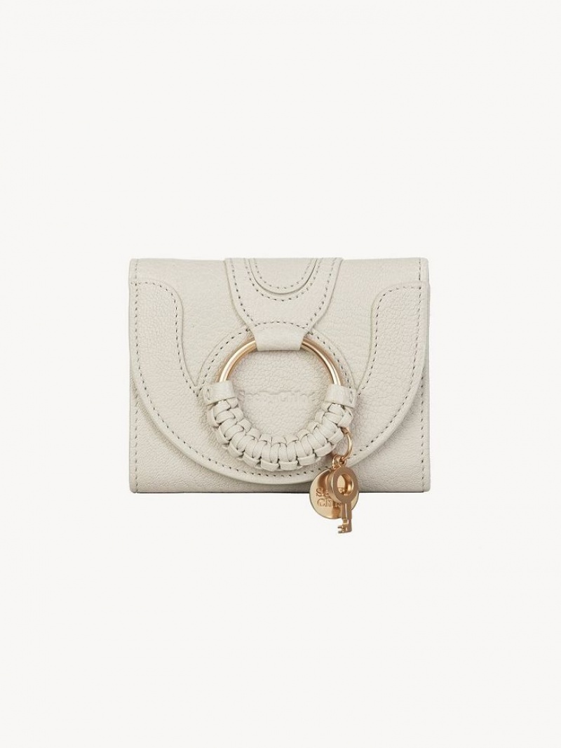 Chloe Hana Trifold Compact Wallets Cement Beige | CHE-SR14907