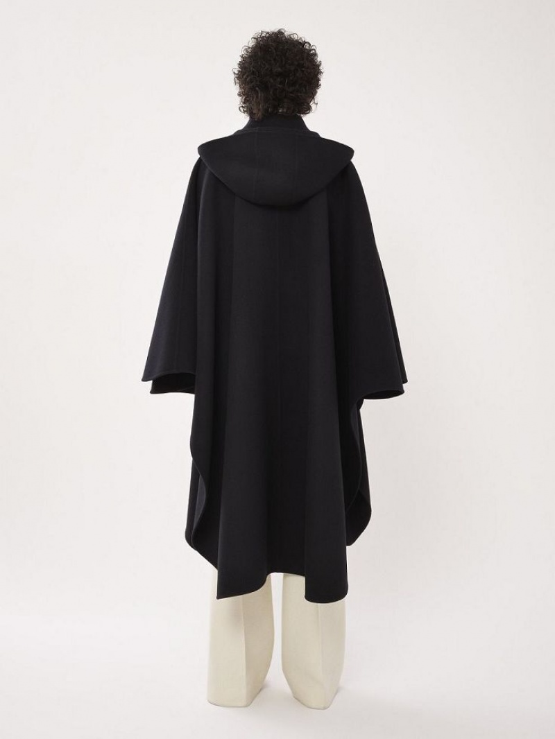 Chloe Hooded Cape Coats Black | CHE-SR13820