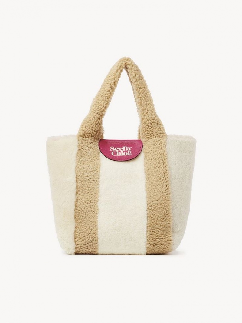 Chloe Huggy Tote Bags Cement Beige | CHE-SR14698