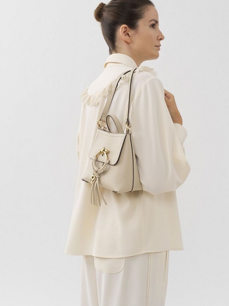 Chloe Joan Backpacks Cement Beige | CHE-SR14793