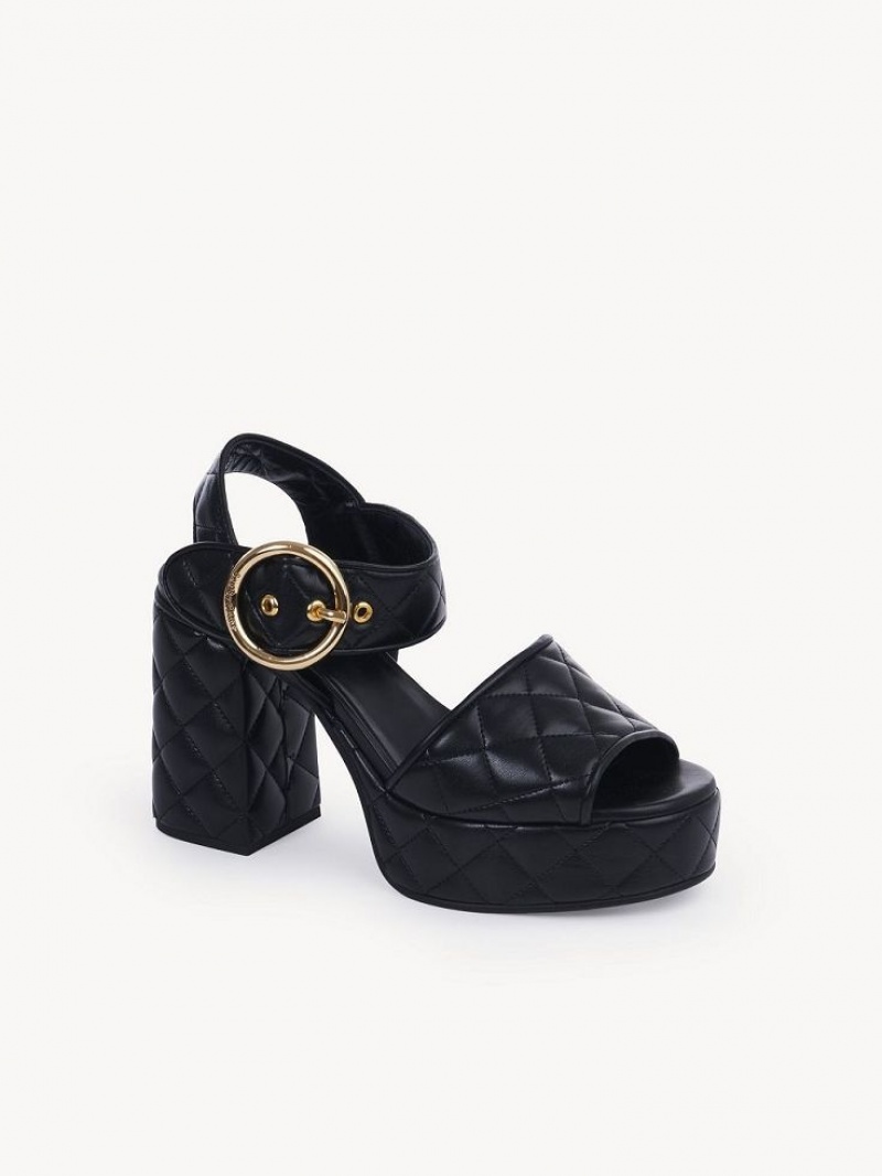 Chloe Jodie Platform Sandals Black | CHE-SR14813