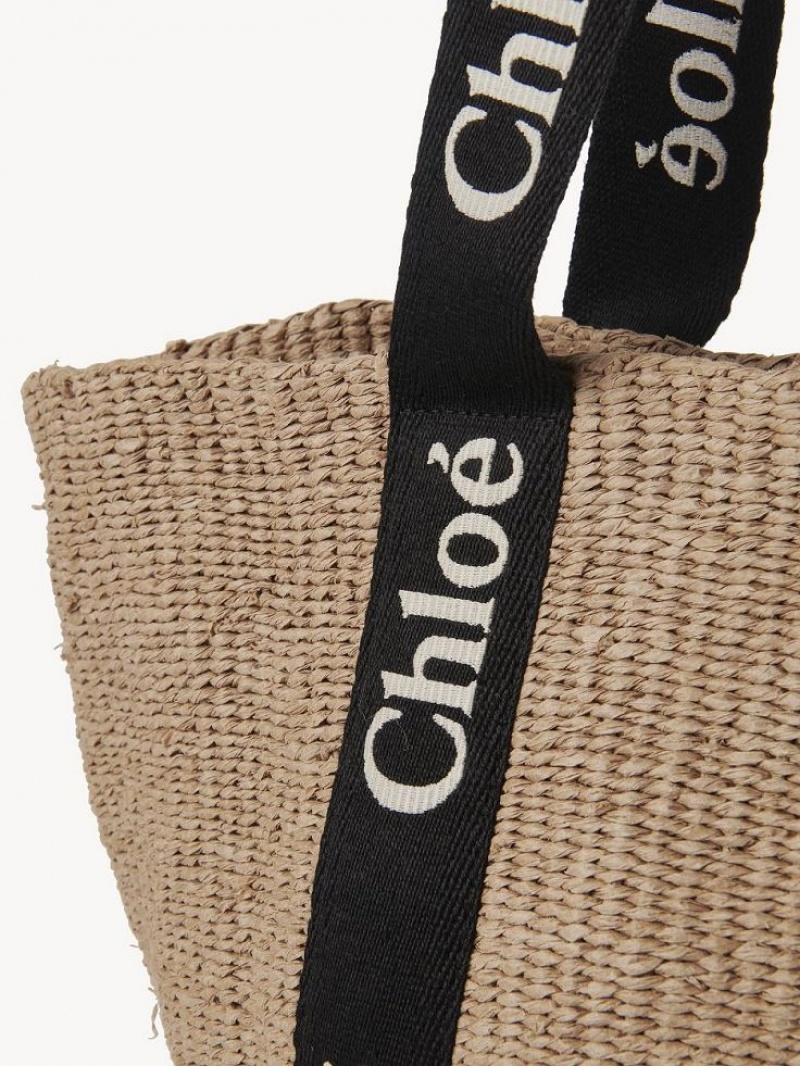 Chloe Large Woody Basket Tote Bags BLACK - BEIGE 1 | CHE-SR13333