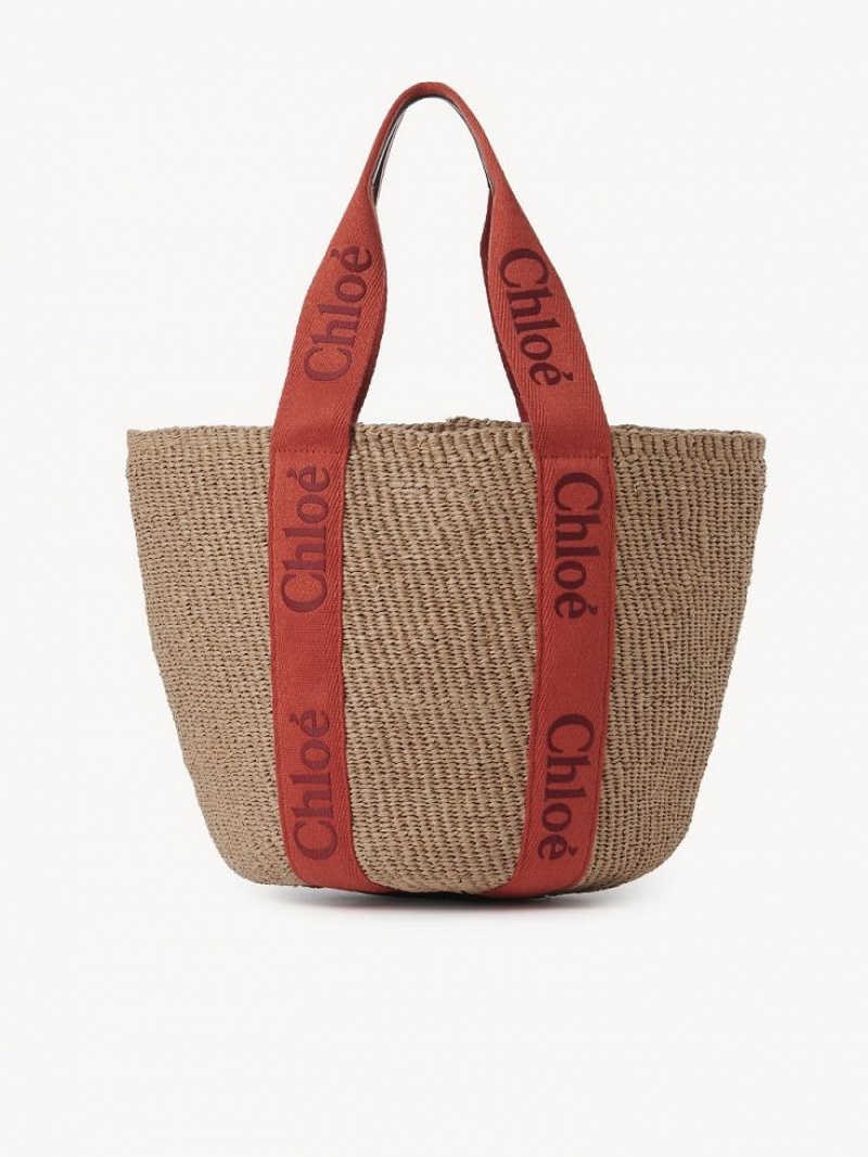 Chloe Large Woody Basket Tote Bags ORANGE - ORANGE 1 | CHE-SR13298