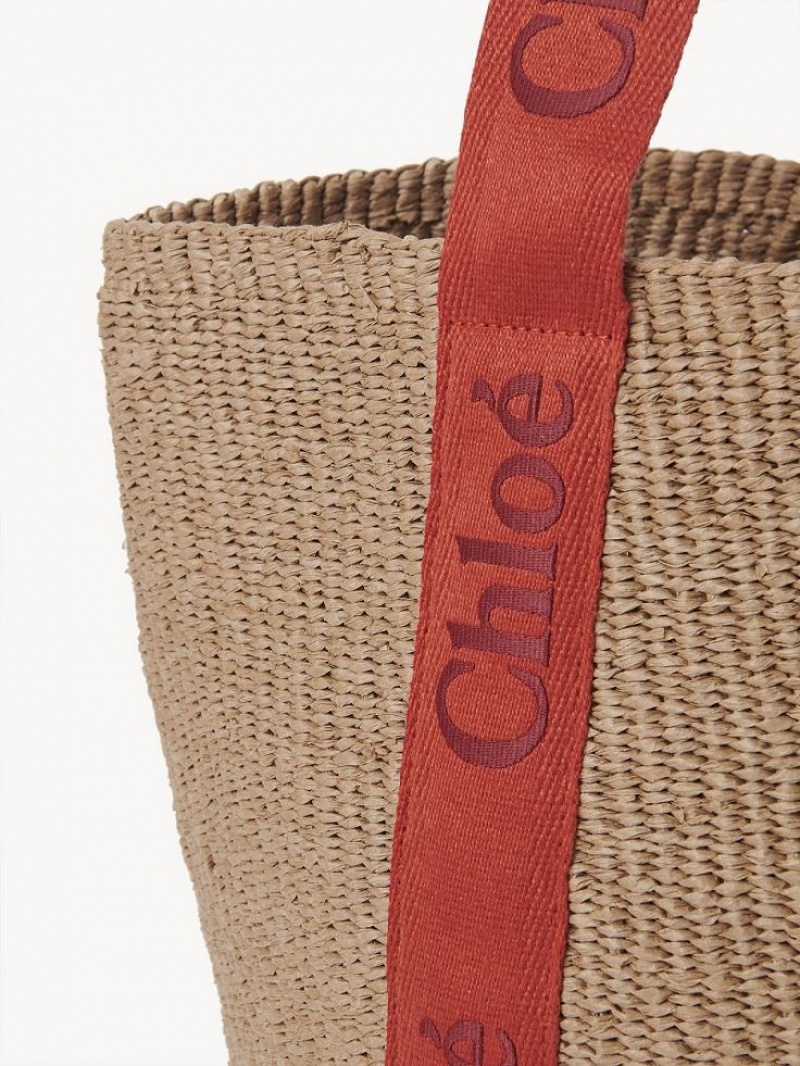 Chloe Large Woody Basket Tote Bags ORANGE - ORANGE 1 | CHE-SR13298