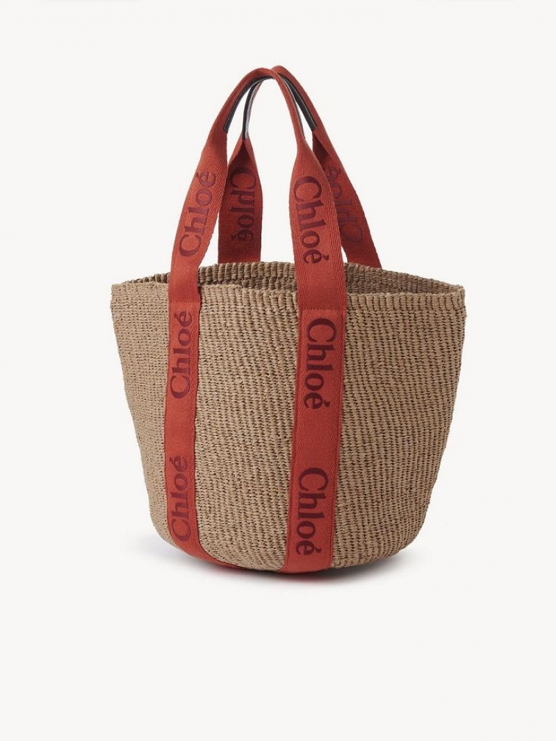 Chloe Large Woody Basket Tote Bags ORANGE - ORANGE 1 | CHE-SR13298