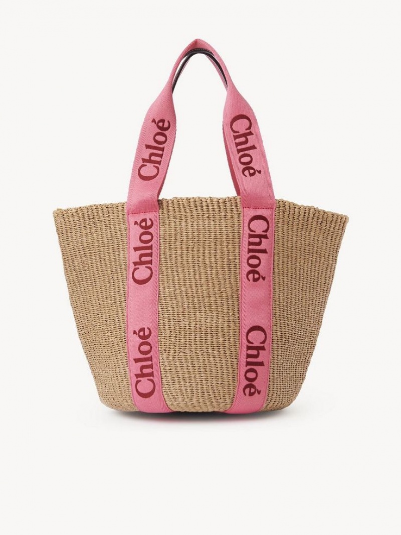 Chloe Large Woody Basket Tote Bags PINK - RED 1 | CHE-SR13299