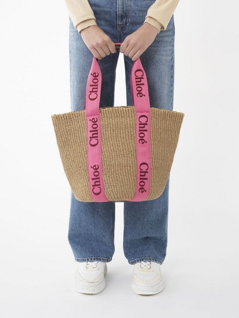 Chloe Large Woody Basket Tote Bags PINK - RED 1 | CHE-SR13299