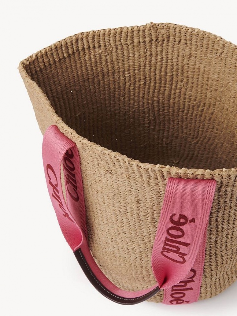 Chloe Large Woody Basket Tote Bags PINK - RED 1 | CHE-SR13299