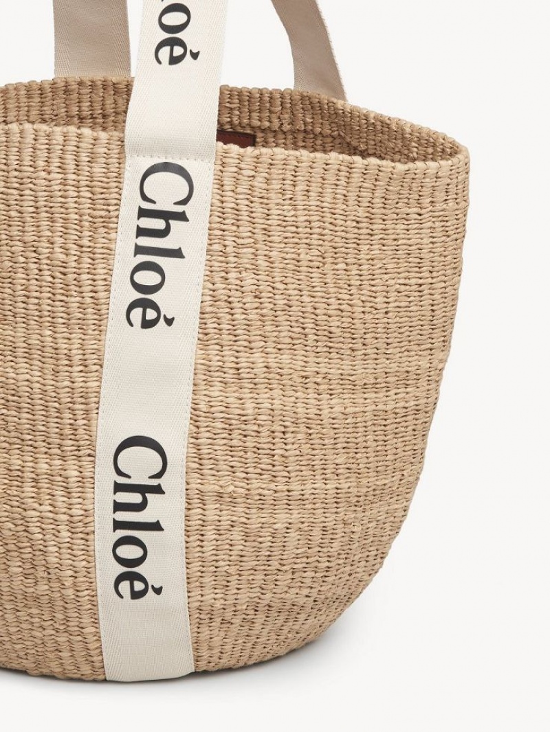 Chloe Large Woody Basket Tote Bags White | CHE-SR13332