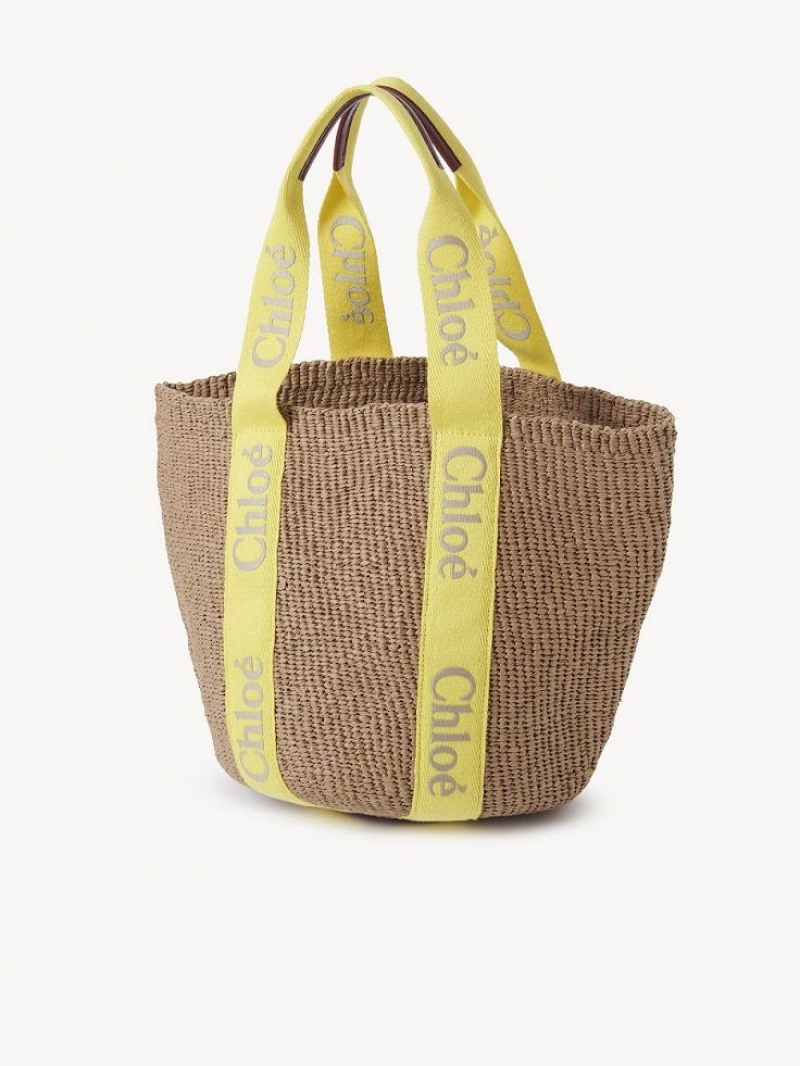 Chloe Large Woody Basket Tote Bags YELLOW - BEIGE 1 | CHE-SR13330