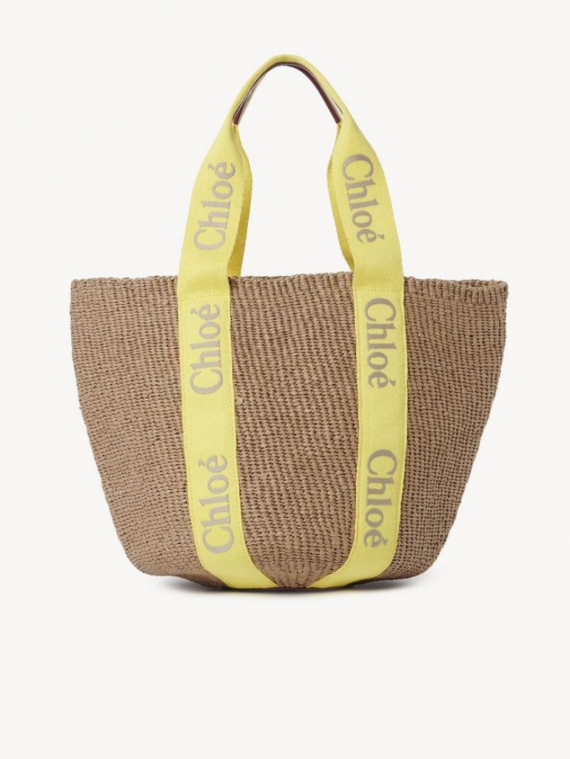 Chloe Large Woody Basket Tote Bags YELLOW - BEIGE 1 | CHE-SR13330