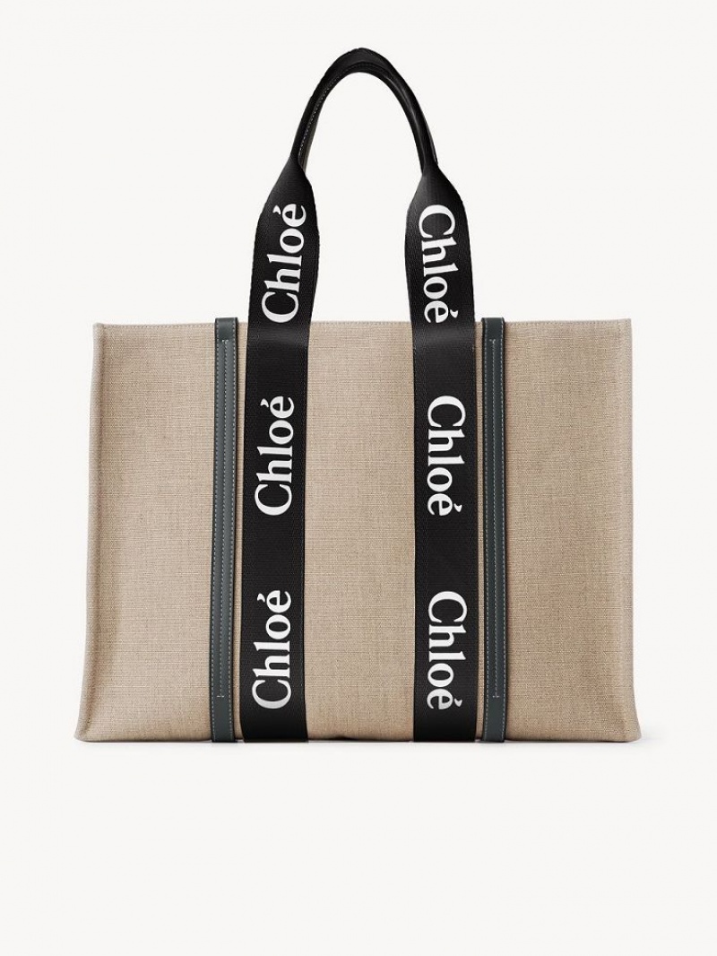 Chloe Large Woody Tote Bags Black - Blue 1 | CHE-SR13304