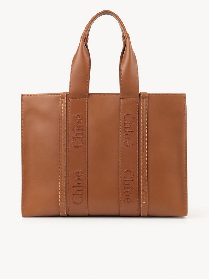 Chloe Large Woody Tote Bags Caramel | CHE-SR13348