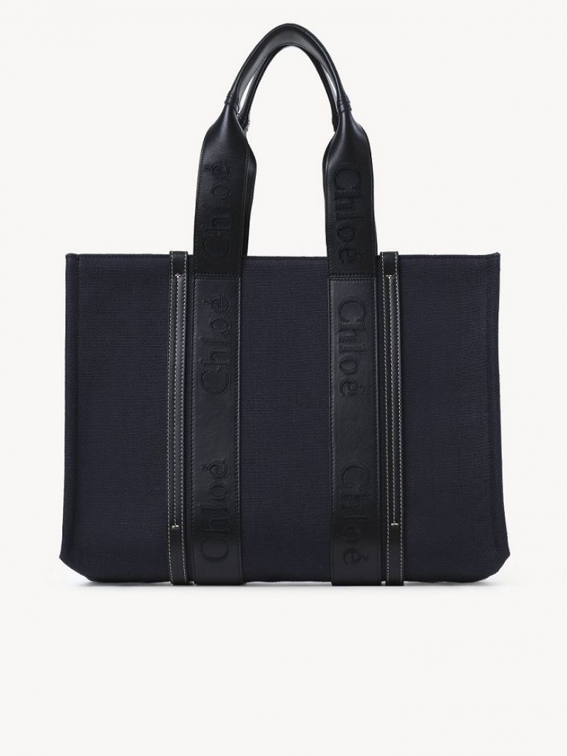 Chloe Large Woody Tote Bags DEEP DENIM | CHE-SR13307