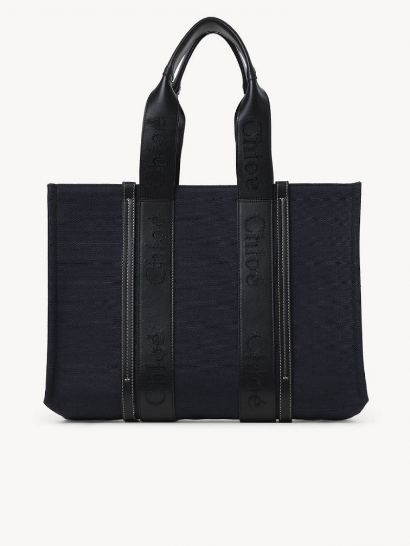 Chloe Large Woody Tote Bags DEEP DENIM | CHE-SR13307