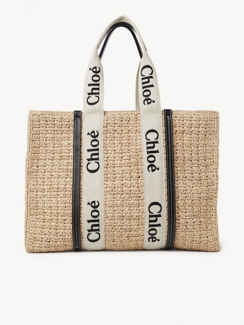 Chloe Large Woody Tote Bags Sand | CHE-SR13367