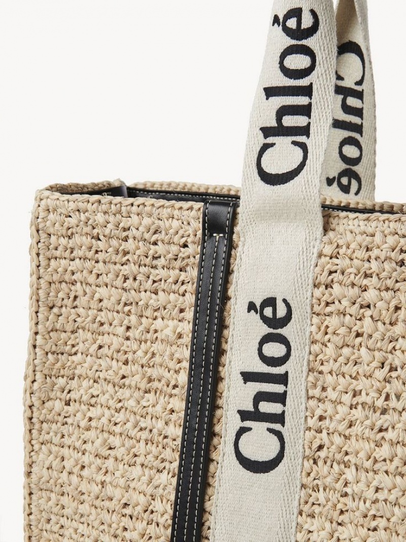 Chloe Large Woody Tote Bags Sand | CHE-SR13367