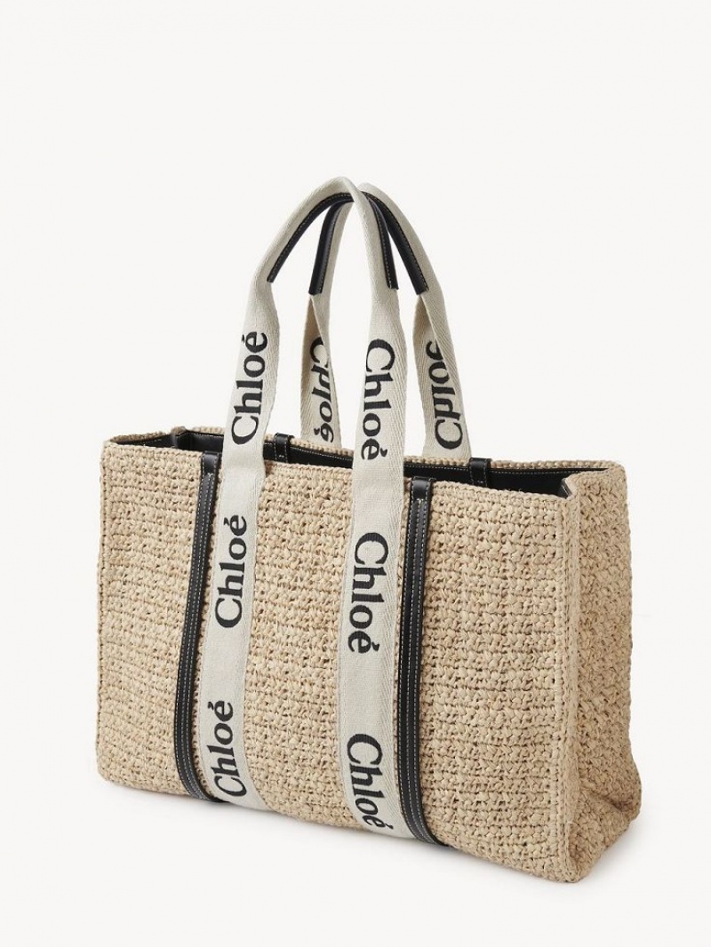 Chloe Large Woody Tote Bags Sand | CHE-SR13367