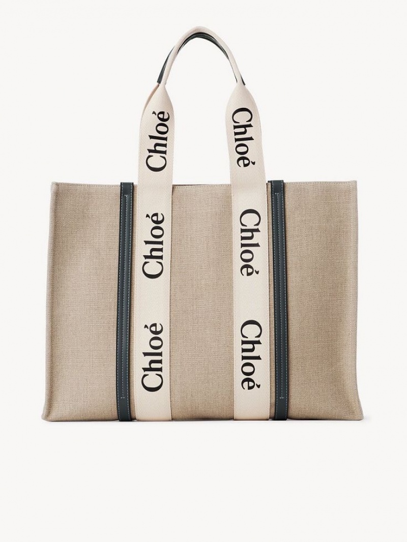 Chloe Large Woody Tote Bags White - Blue 1 | CHE-SR13296