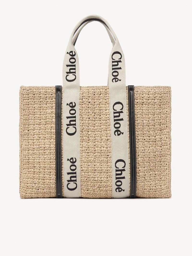 Chloe Large Woody Tote Baskets Sand | CHE-SR13649