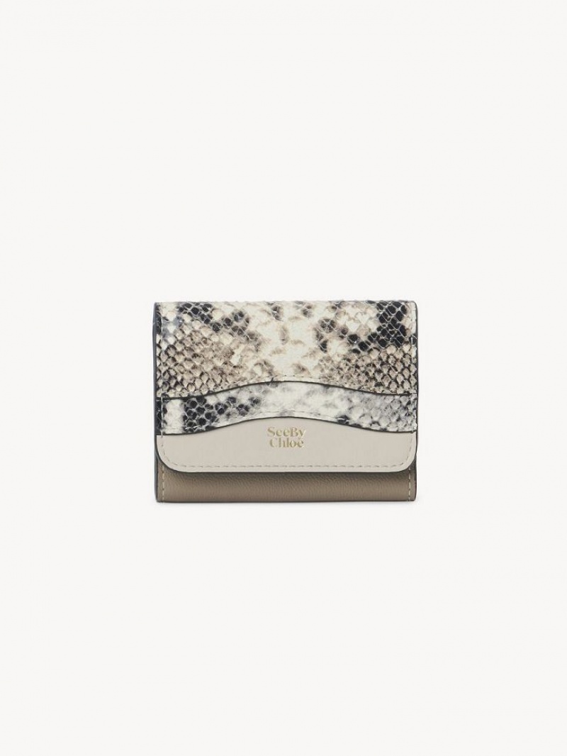 Chloe Layers Medium Tri-fold Compact Wallets Motty Grey | CHE-SR14898